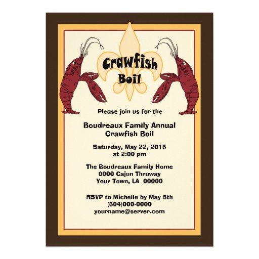 Cajun Crawfish Boil Invitations (front side)