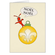 Cajun Crawfish Fleur de Lis Ornament Noel Greeting Card