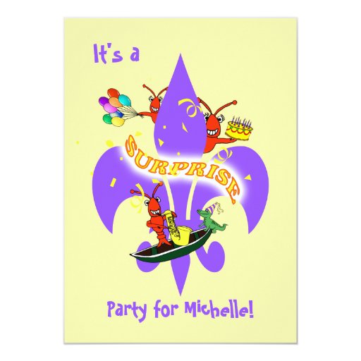 Cajun Crawfish Fleur De Lis Surprise Birthday Card Zazzle