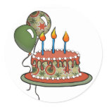 Cake-002 Red Green Olive Round Stickers