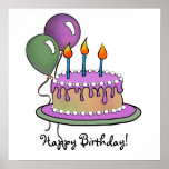 Cake-008 Purple Green Rainbow Poster
