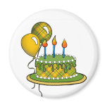 Cake-020 Green & Yellow Tartan Plaid Fridge Magnet