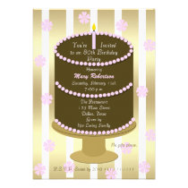 Cake 80th Birthday Party Invitation - 80th in Pink invitations