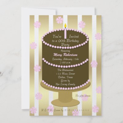 Cake 90th Birthday Party Invitation - 90th in Pink
