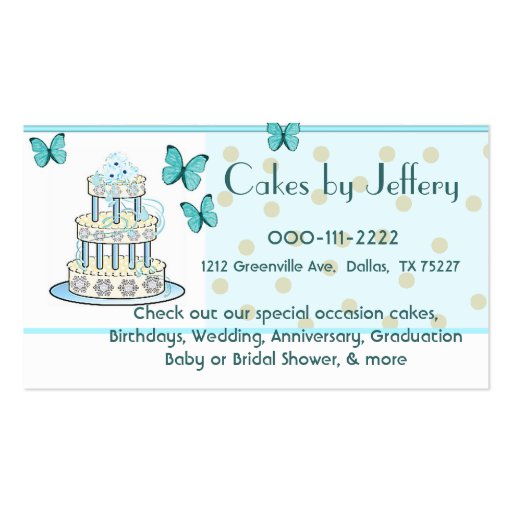 Cake and Butterflies Bakery Business Card