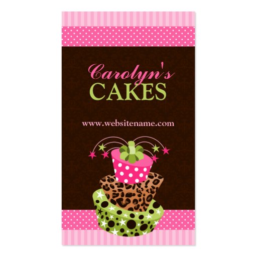 Cake and Damask Bakery Business Cards (front side)