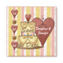 Cake and Red Hearts Save the Date Magnet