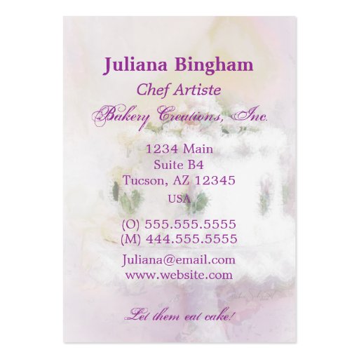 Cake Art II - vertical style Business Card Templates (back side)