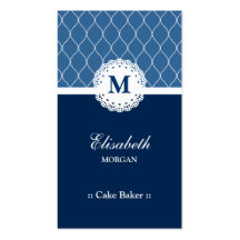 Cake Baker Elegant Blue Lace Pattern Business Card Template