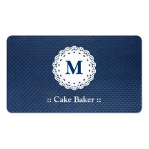 Cake Baker Lace Monogram Blue Pattern Business Cards