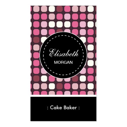 Cake Baker- Pink Polka Pattern Business Cards (front side)