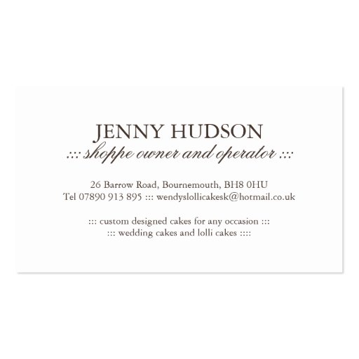 Cake Ball Business Cards (back side)