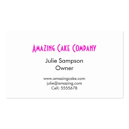 Cake Business card (back side)