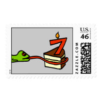 Cake-Eating Lizard Birthday Stamp