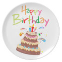 Cake Happy Birthday Dinner Plate