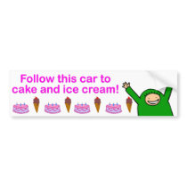 Cake & Ice Cream (Pink Text) bumper stickers by LimeiBook86 Cake & Ice Cream (Pink Text) bumper stickers