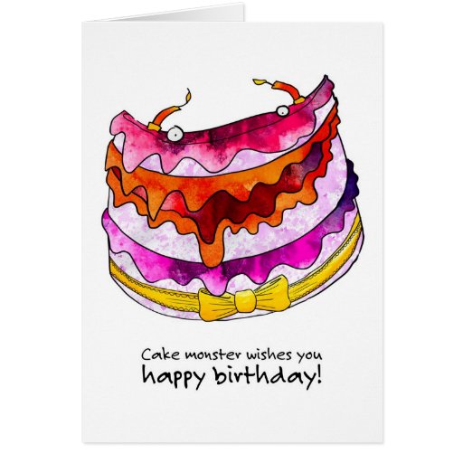 Cake monster birthday cake greeting cards