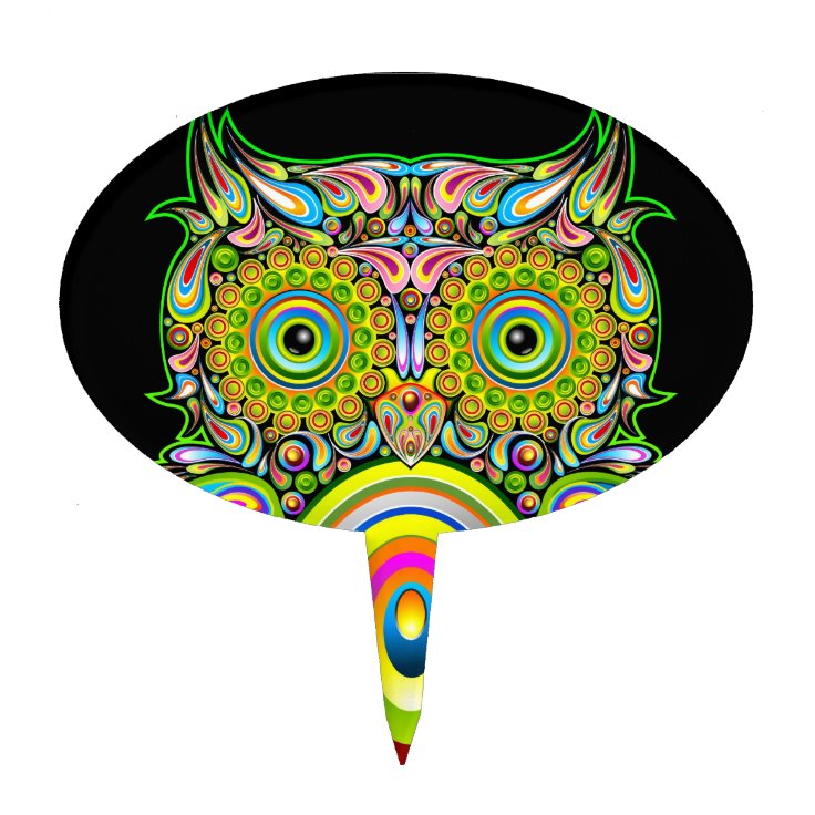 Cake Pick Owl Psychedelic Popart Zazzle