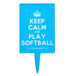 [Crown] keep calm and play softball  Cake Picks
