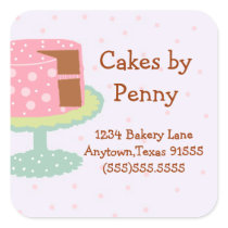 Cake-Pink and Green-Square Sticker