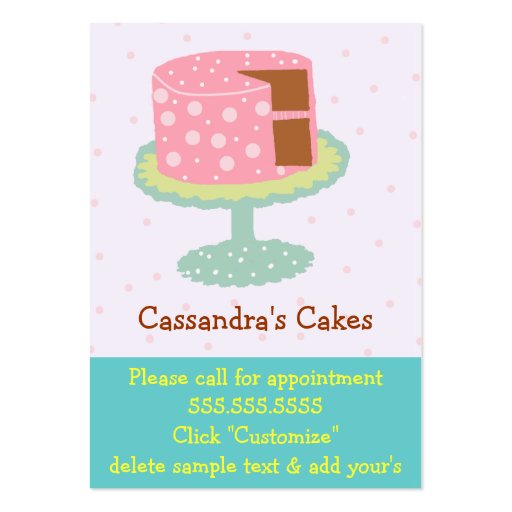Cake-Pink & Green Business Card Templates (front side)