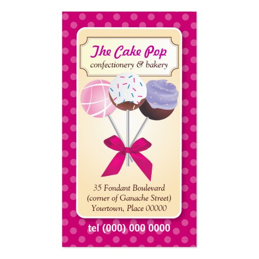 Cake Pop Dots Business Card (front side)