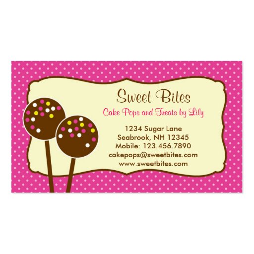 Cake Pops Bakery Business Card (front side)