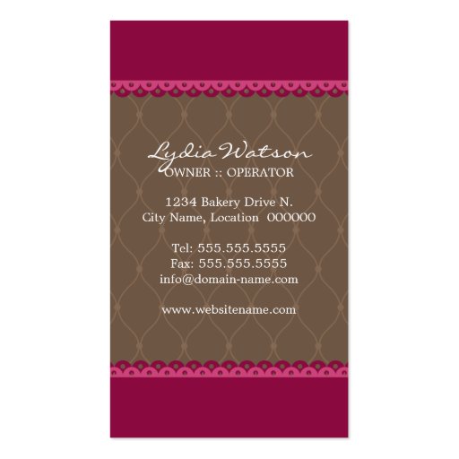 Cake Pops Bakery Business Cards (back side)