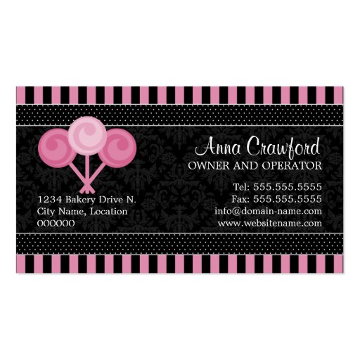 Cake Pops Bakery Business Cards (back side)