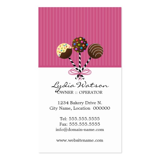 Cake Pops Bakery Business Cards (back side)