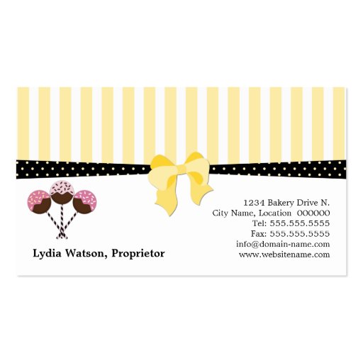 Cake Pops Bakery Business Cards (back side)