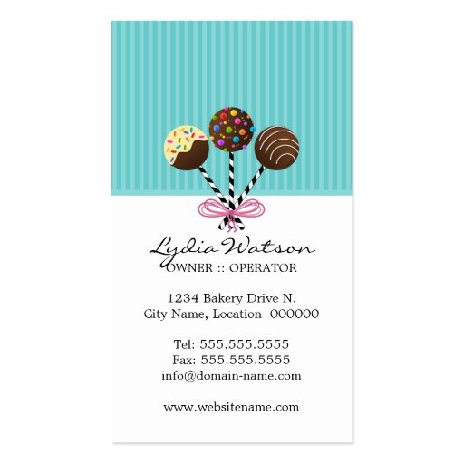 Cake Pops Bakery Business Cards (back side)