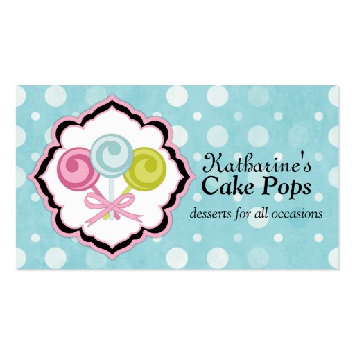 Cake Pops Bakery Business Cards (front side)