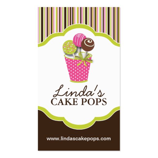 Cake Pops Bakery Cards Business Card Template (front side)