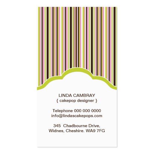Cake Pops Bakery Cards Business Card Template (back side)