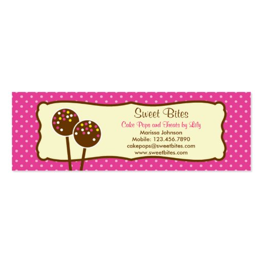 Cake Pops Bakery Tag / Business Card (front side)
