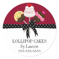 Cake Pops Burgundy Stickers zazzle_sticker