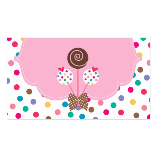 Cake Pops Business Card Polka Dots Pink Chocolate