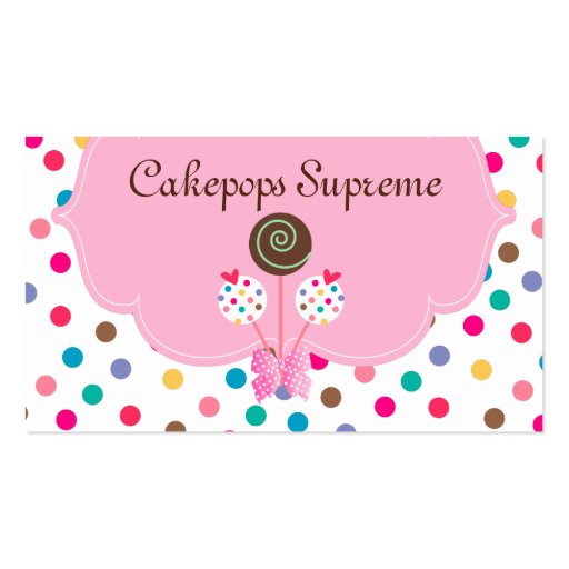 Cake Pops Business Card Polka Dots Pink Mint (front side)