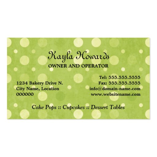 Cake Pops Business Cards (back side)