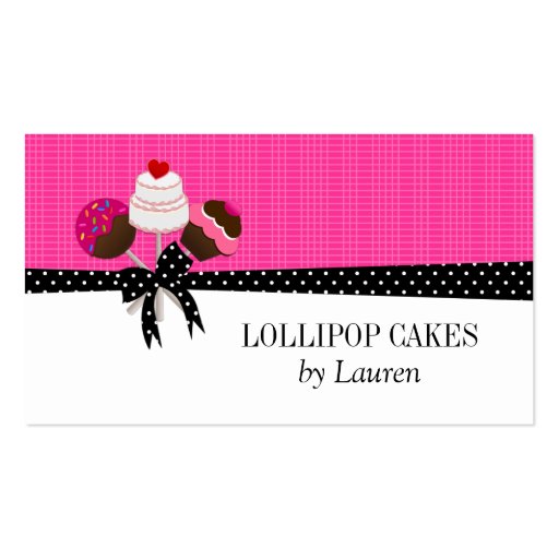 Cake Pops Hot Pink Business Cards (front side)