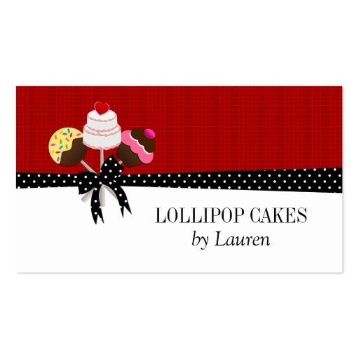 Cake Pops Red Business Cards (front side)