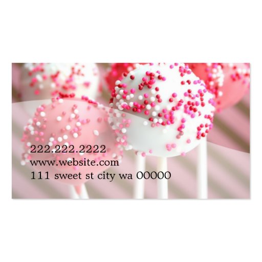 Cake Pops Shop Cupcakes Bakery Catering Business Card Templates (back side)