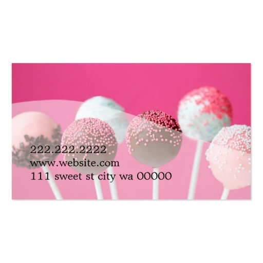 Cake Pops Shop Cupcakes Bakery Catering Business Card Template (back side)