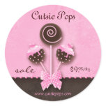 Cake Pops Stickers Bakery Vintage Pink Brown Candy