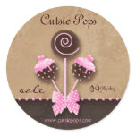 Cake Pops Stickers Bakery Vintage Pink Caramel