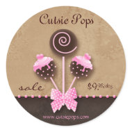 Cake Pops Stickers Bakery Vintage Pink Caramel zazzle_sticker