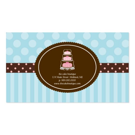 Cake Shop Blue Polka Dot Stripes Business Cards