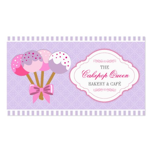 Cakepop Queen Bakery Lavender and Fuchsia Business Card (front side)