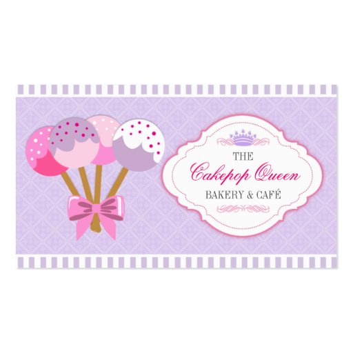 Cakepop Queen Bakery Lavender and Fuchsia Business Card (front side)